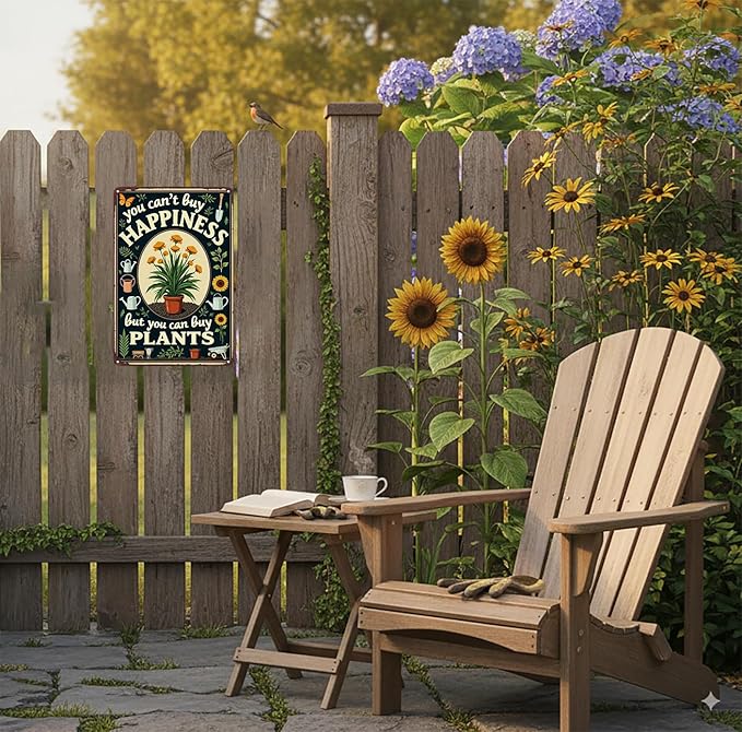 Plants Gifts You Can't Buy Happiness But You Can Buy Plants Vintage Tin Sign for Garden Patio Porch Yard She Shed Decor 8x12 Inch (3947)