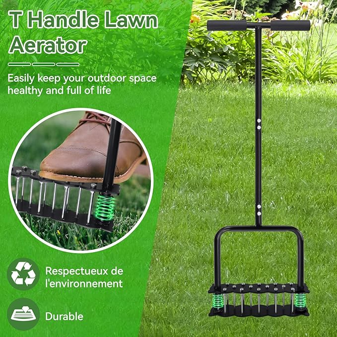 Lawn Aerator, Aerator Lawn Tool for Manual Weeding, Pre-Assembled Aerator Tool for Patio Lawns and Gardens, Lawns Improvement and Yard Care, Garden Tools