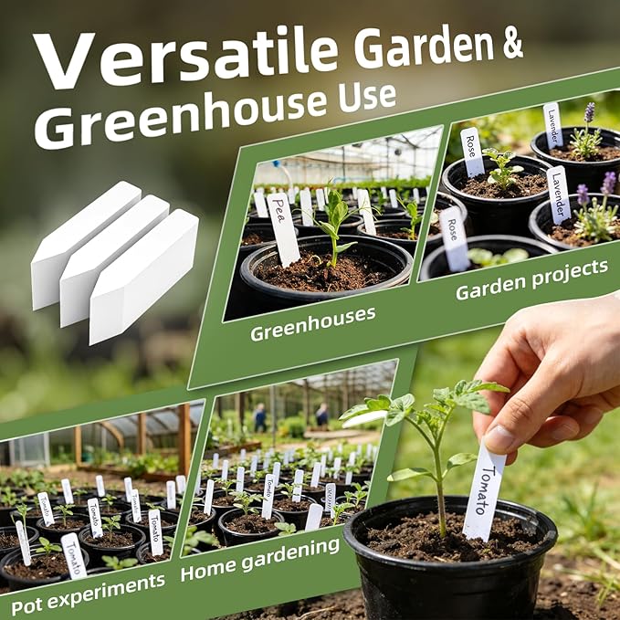 1000Pcs Plant Labels with Marker Pen, 4" Plant Tags for Garden Waterproof, Reusable Plastic Plant Markers Garden Labels for Seedlings, Vegetables, Flowers, Gardening Organization Kit