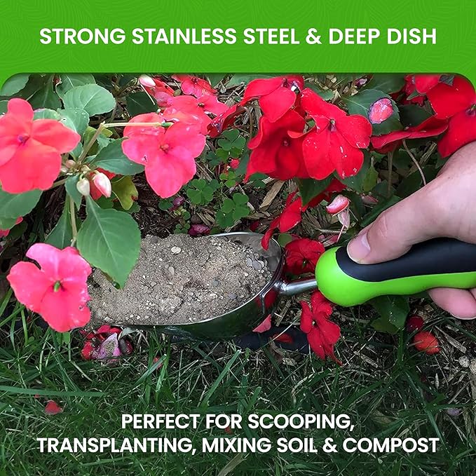 Garden Guru Super Strong Garden Scoop Trowel Shovel Transplanter - Stainless Steel - Rust Resistant - Ergonomic Grip - Perfect Hand Shovel for Gardening Transplanting and Digging - 1 Case (50 Pcs)