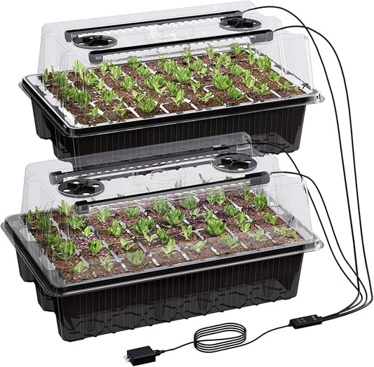 80-Cell Self-Watering Seed Starter Tray with Grow Light, Seed Starter Kit with 4.07” Humidity Dome, Indoor Seedling Starter Tray, Seed Starting Trays for Plant Germination, Seeds Growing