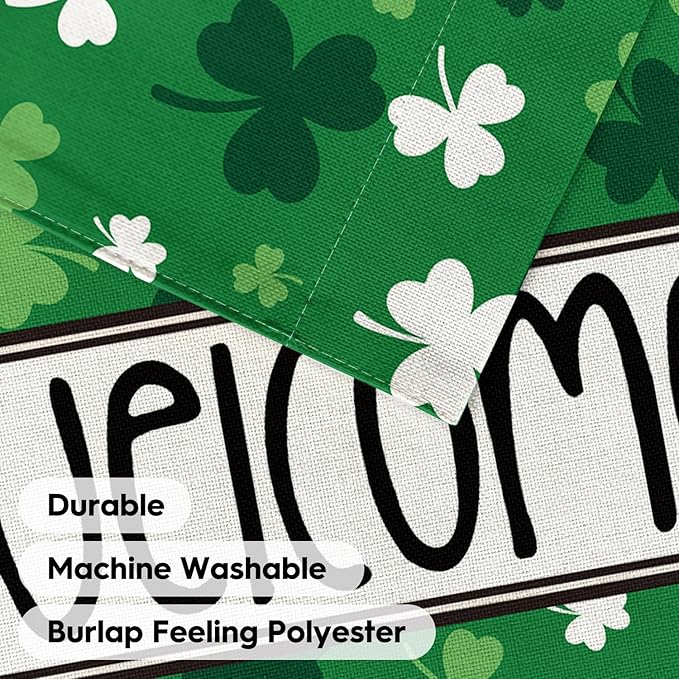 AVOIN colorlife St Patricks Day Garden Flag 12x18 Inch Double Sided Outside, Shamrocks Clovers Welcome Yard Outdoor Flag