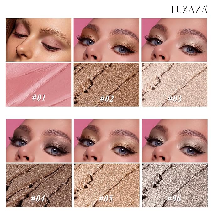 Neutral Eyeshadow Stick Makeup 6PCS Set, Brown Nude Metallic Shimmer Matte Cream Eye Shadow Eyeliner Brightener Pencil Crayon - BROWN CANYON