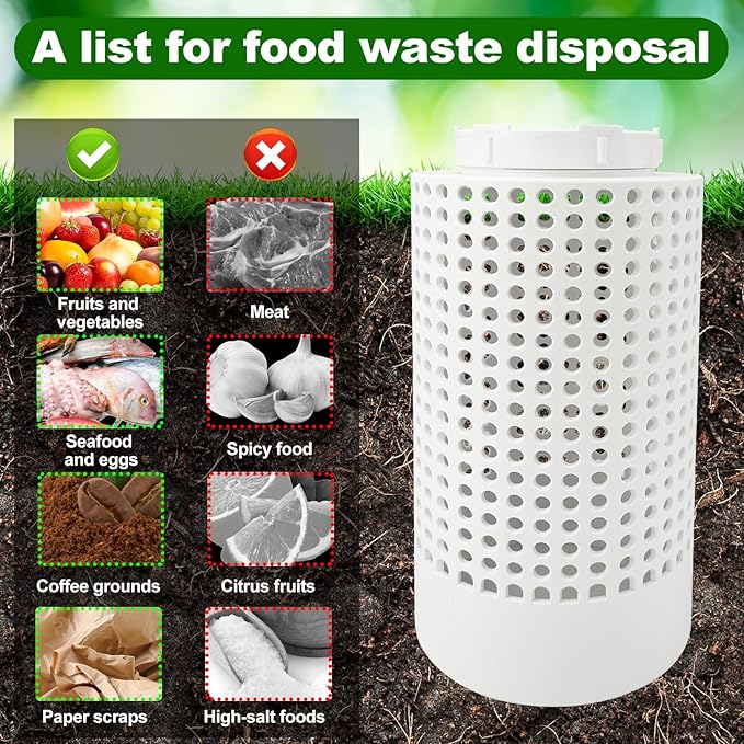 2 PCS Inground Worm Composter, Inground Worm Farm Compost Bin Kit for Raised Garden Beds at Home, Farm Compost Bin for Garden, Reducing Food Waste Composting Systems Sustainable Worm Composter.