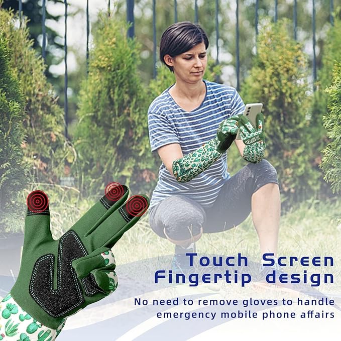 Schwer Gardening Gloves for Women, Rose Pruning Gloves with Forearm Protection, Touchscreen, Fingertip & Palm Strengthening, Breathable & Comfortable Long Garden Glove for Yard, Gardening Gifts, S