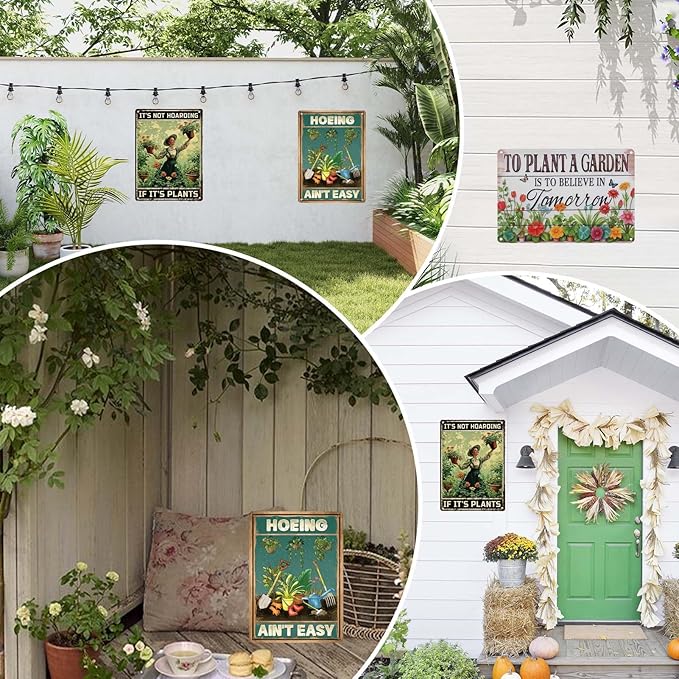 3PCS Funny Metal Garden Signs Decor for Outside,Patio,Yard,Backyard,Gardening Gifts for Women,Gardeners,and Plant Lovers,Garden Decorative Outdoor Accessories Essentials Supplies