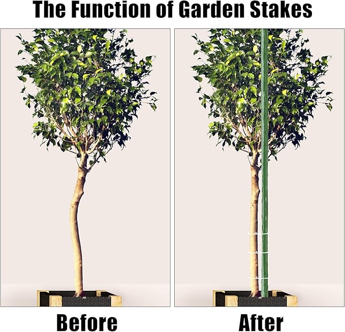FEED GARDEN Garden Stakes 83 Inch 7ft 25 Pack,Sturdy Plant Metal Sticks Support,Plastic Coated Plant Stakes,Tomato Stakes,Beans,Trees