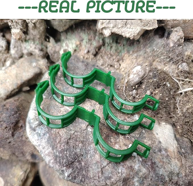 100pcs Plant Support Clips - Tomato Clips for String Trellis, Grape Vine Clips for Garden Netting Climbing Plants, Secured Plastic Plant Clip for Fixing Stem and Vine (100, Green)