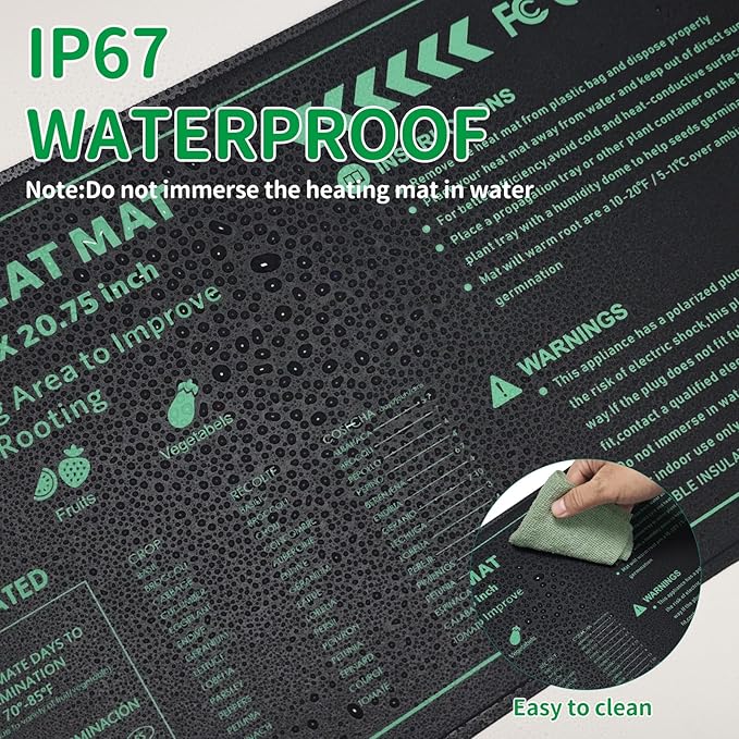 Seedling Heat Mat with Temperature Control Durable Waterproof Plant Heating Pad 10"x 20.75" for Germination, Indoor Gardening, Greenhouse