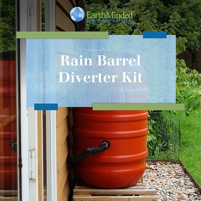 EarthMinded DIY Rain Barrel Diverter and Parts Kit - Water Collection System To Convert Containers into Rain Barrels - Catch Rain Water for Outdoor Chores - RBK-0001