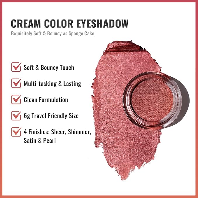 Oulac Cream Eyeshadow-Sombra de Ojos Highly Pigmented Natural Eyeshadow Waterproof&Long Lasting with Moisturizing Formula, Shimmer Glitter Eye Makeup Large Capacity. 6g.(21)