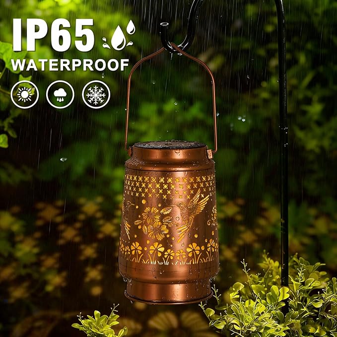 Hummingbird Solar Lanterns Outdoor Waterproof - Birthday Gifts for Women, Mom, Grandma, Mothers Day Gifts, Hanging Solar Lights for Yard, Patio, Porch, Garden Decor