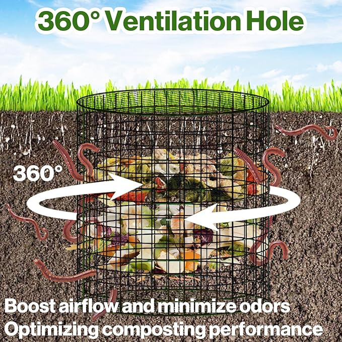 3 Pcs Detachable Worm Farm Compost Bins for Garden, Underground Worm Farms for Recycling Kitchen Food Waste(11.8x12.2 Inch)