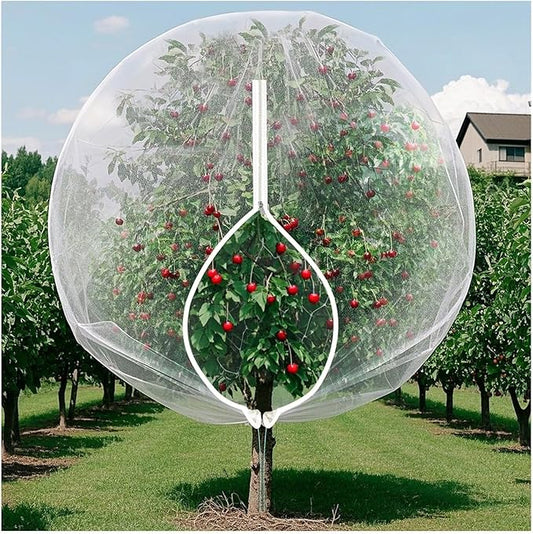Bird Barrier Netting Mesh, Garden Netting with Zipper and Drawcord, 7.9 FT Long, 5.9 FT Wide, Plant Protection Net for Protect Plant Fruit Flower from Insect Bird