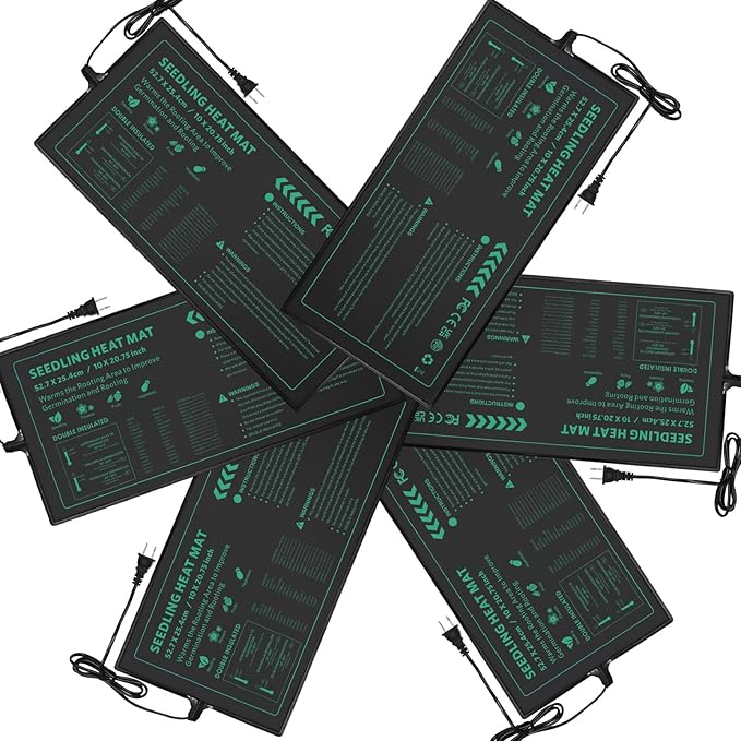 Seedling Heat Mat 6 Pack Durable Waterproof Plant Heating Pad 10"x 20.75" for Germination, Indoor Gardening, Greenhouse