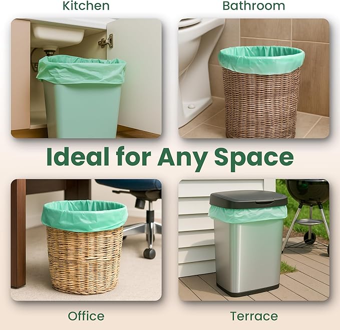 30 Compostable Trash Bags - 13 Gallon Garbage Bags for Kitchen Bin - Unscented, Leak Proof, Extra Strong - Disposable Food Waste Basket Liners - Certified by BPI & OK compost HOME by TÜV AUSTRIA