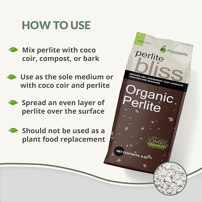 Perlite Bliss (24 Qts) - Organic Perlite for Plants Indoor Soil Amendment - Bulk Perlite for Gardening & Seed Starting - Mixes Easily with Potting Soil, Vermiculite, & Organic Coco Coir for Plants