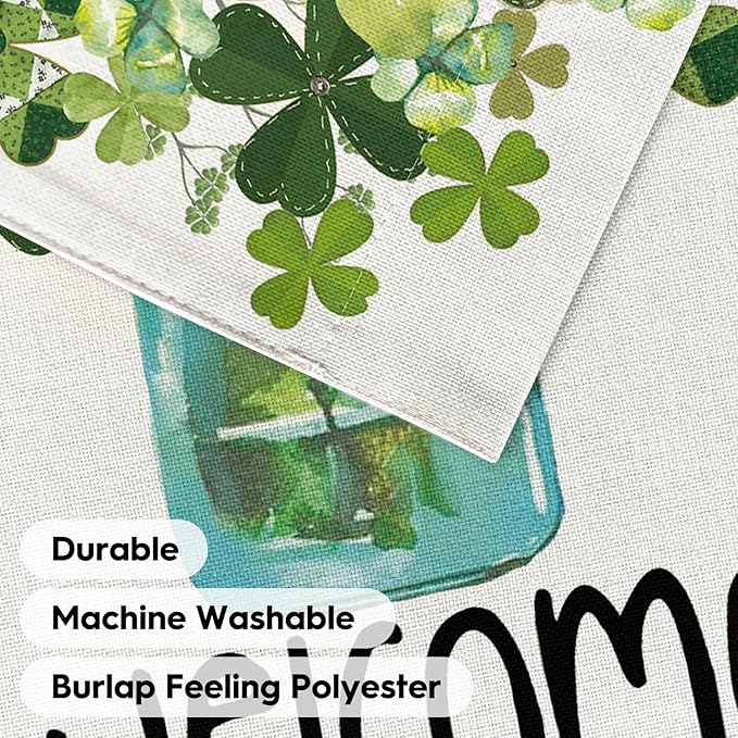 AVOIN colorlife Welcome Watercolor Lucky Clover St Patricks Day House Flag Double Sided, Shamrock Jar Yard Outdoor Flag 28 x 40 Inch