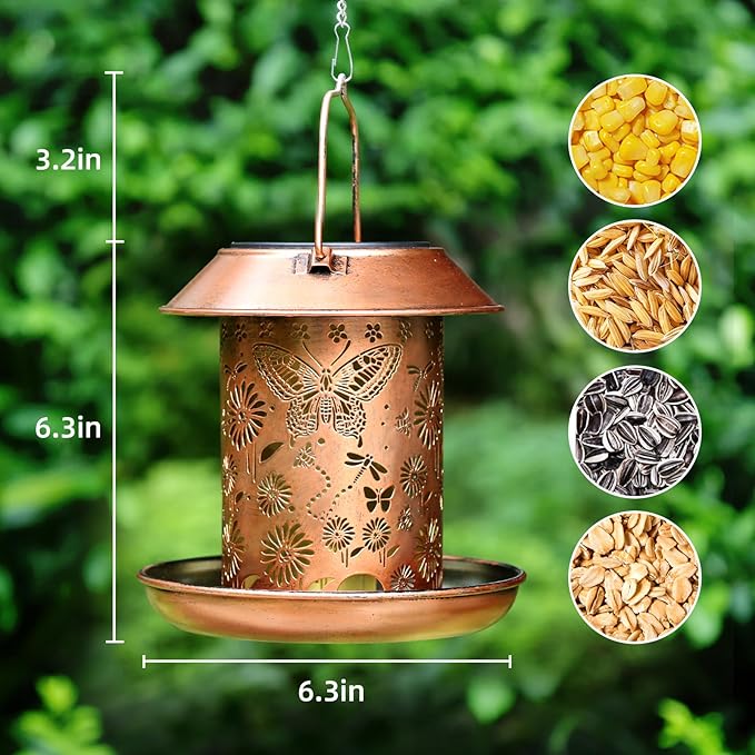 2 Pack Solar Bird Feeders for Outdoors Metal Butterfly Solar Lanterns Hanging Outdoor Lights Waterproof Decoration for Patio, Yard, Lawn, Pathway, Garden Decor for Women Men