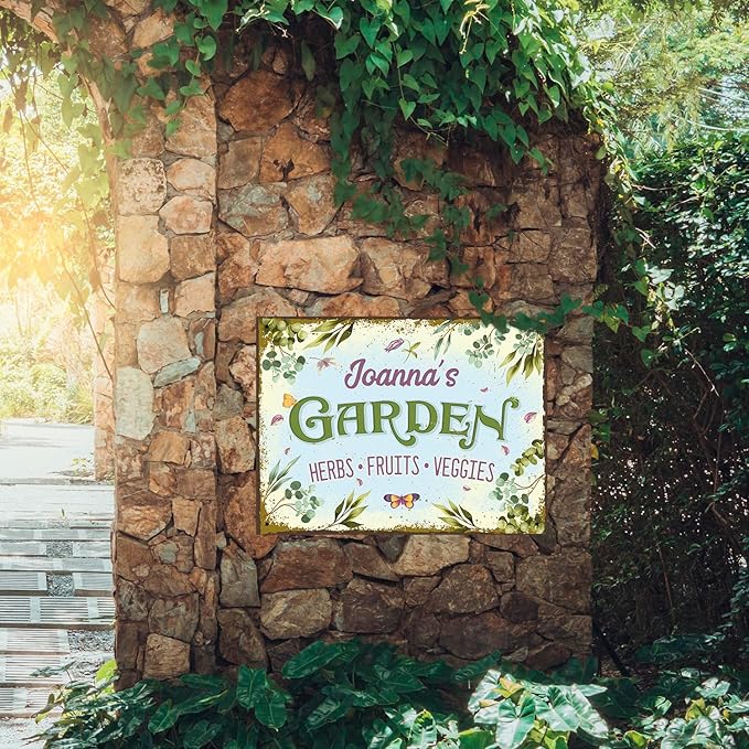 Custom Garden Sign, Present, Personalized Name for Vegetable Patch and Backyard Décor Sign, 18x24 Inches, Rust Free .063 Aluminum, Fade Resistant, Made in USA by Sigo Signs