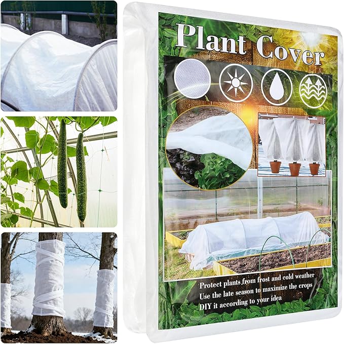 Plant Covers Freeze Protection 6.6 ft x 16 ft Floating Row Cover 1oz/yd² Garden Fabric Plant Cover for Winter Frost/Sun Pest Protection