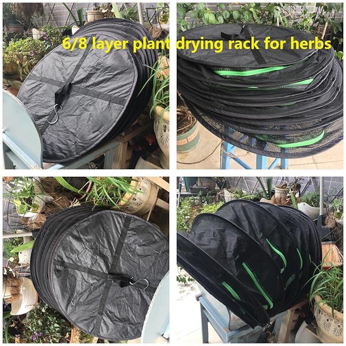 Herb Drying Rack for Seed 6 Tier,Flower Bud Drying Rack Net,Weed Dryer Rack,6 Layer Mesh Hanging Plant Dryer,Outdoor Plant Dry Net Hanging Tea,Bacon Sausage Dryer Net with Zipper Opening