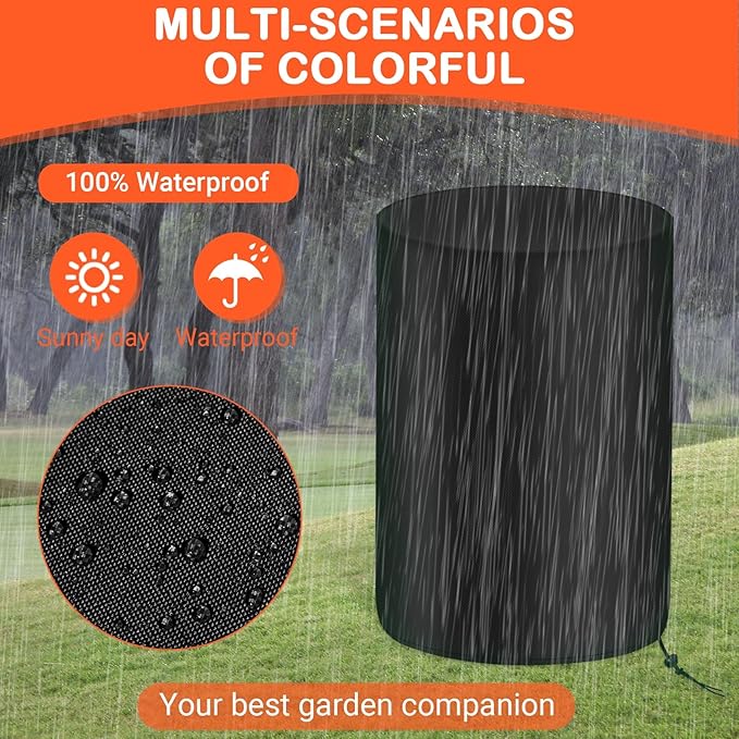 Barrel Cover, 208L Rain Barrel Covers for Outdoor Water Tank, 420D Oxford Cloth Garden and Water Storage Barrel Cover(1Pc)