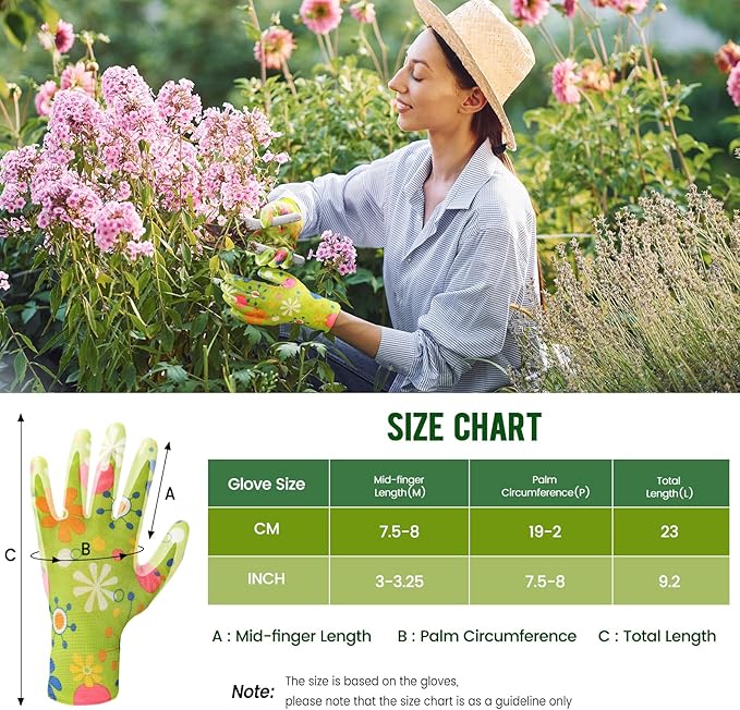 6 Pairs Gardening Gloves for Women - Breathable Rubber Coated Garden Gloves, Multi-purposes Gardening Gloves