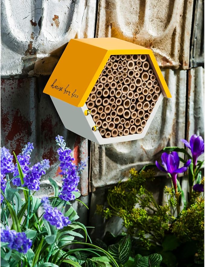Evergreen Garden Busy Bee Hexagonal House - 8 x 4 x 7 Inches Eco Friendly Insect Habitat for Outdoor Garden or Yard
