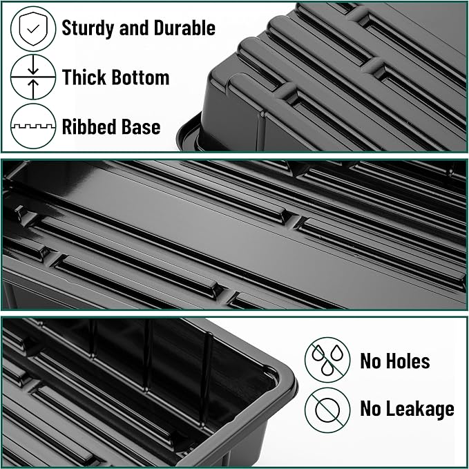 Mr. Pen- Plastic Growing Trays, 10 Pack, Black, 17”x10”, Plant Tray, Seed Tray, Seedling Tray, Propagation Tray, Plant Trays for Seedlings, Seedling Starter Trays, Microgreens Growing Trays
