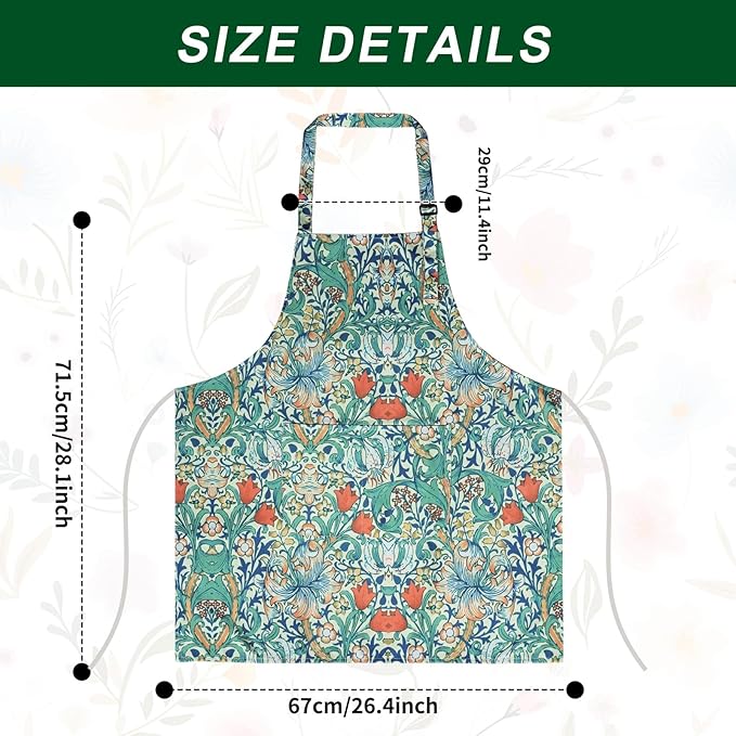 3 Pack Waterproof Floral Aprons for Women, Adjustable Strap Apronwith Pocket Multi-Use for Kitchen, Art, Garden