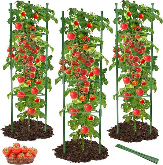 8 Pack Tomato Cages for Garden, 51in*13in Adjustable Tomatoes Plant Stakes Support Cages Trellis, Garden Trellis for Vegetable Flowers Fruits Climbing Plants- 20 Binding Wires Included