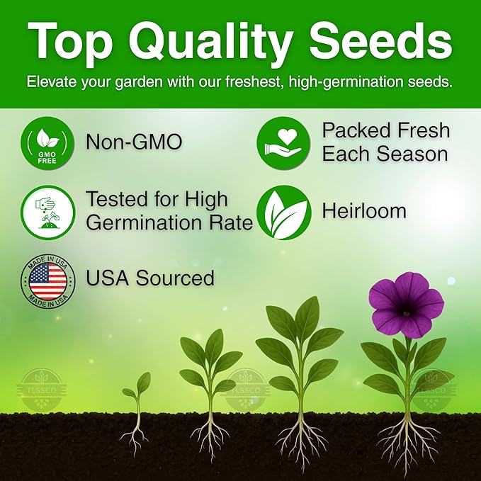 5500+ Petunia Seeds, Pack for 2026 USA Premium Non-GMO Flower Seeds Mixed Rainbow Color, Bonsai, Grandiflora Flowers, Pollinator Garden, Open Pollinated, Indoor and Outdoor