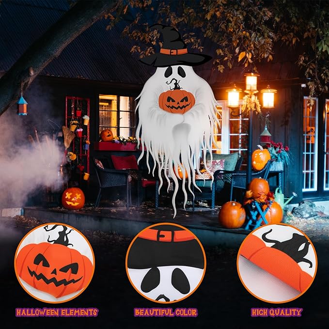 Halloween Garden Flag Outdoor Decorations for Outside Double-Sided Printed, Pumpkin Ghost Winter Yard Flags House Yard Seasonal Decoration 14.5 x 31.8 Inch Treat or Trick