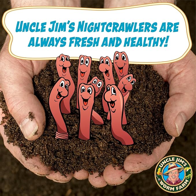 Uncle Jim's Worm Farm 100 Count Super Red European Nightcrawlers for Composting and Garden Soil Aeration | Large Nightcrawlers Improve Soil Structure and Quality for Healthier Gardens