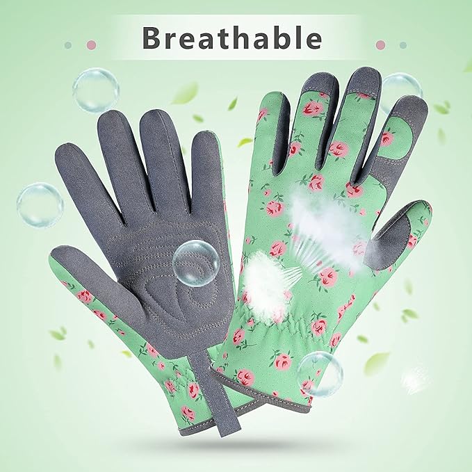 Baidast Gardening Gloves for Women, Breathable Leather Garden Gloves with Grip, Thorn Proof Work Gloves