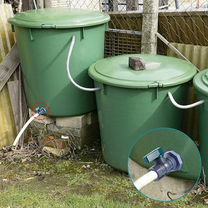 3/4 Inch Rain Barrel Spigot Kit - BILAL Water Barrel PVC Garden Diverter Kit with Bulkhead Fitting Hose Faucet Adapter and Thread Seal Tape for Water Tanks, Aquariums, Tubs, Pool, Garden Barrel