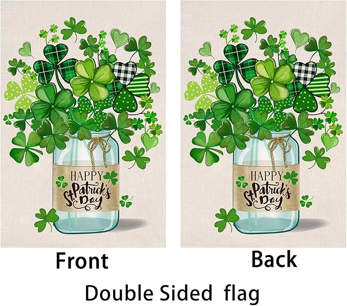 St Patrick's Day Garden Flag,Shamrock St Patricks Flag 12.5 x 18 Inch Clover for Garden and Home Decorations