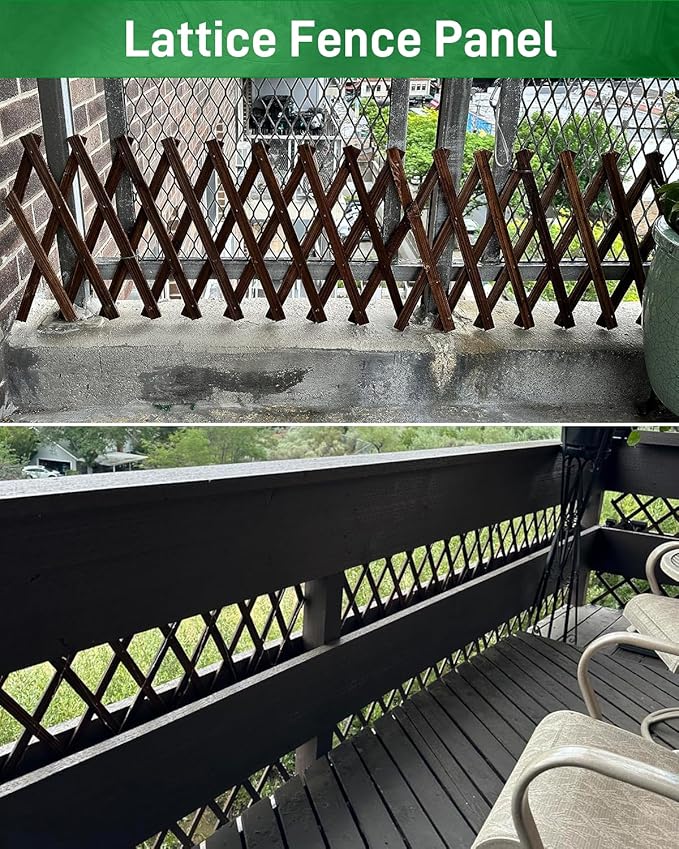 1Pack 47.2Inch Wooden Lattice Wall-Expandable Plant Garden Trellis for Climbing Plants Outdoor