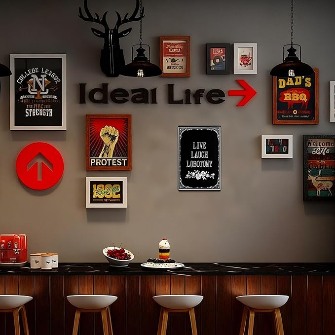LIVE LAUGH LOBOTOMY Sign Decorative Signs Chic Gothic Metal Signs for Outdoor Yard Signs or Indoor Home Room Wall Decor (Color02)
