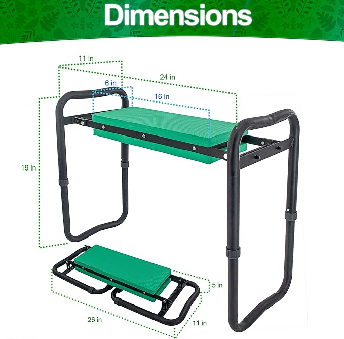 5 STAR SUPER DEALS Adjustable Garden Kneeler & Seat with Handles - Heavy-Duty Outdoor Foldable, Portable Garden Stool with Thick EVA Foam Pad, Multi-Purpose Gardening Bench for Kneeling and Sitting.