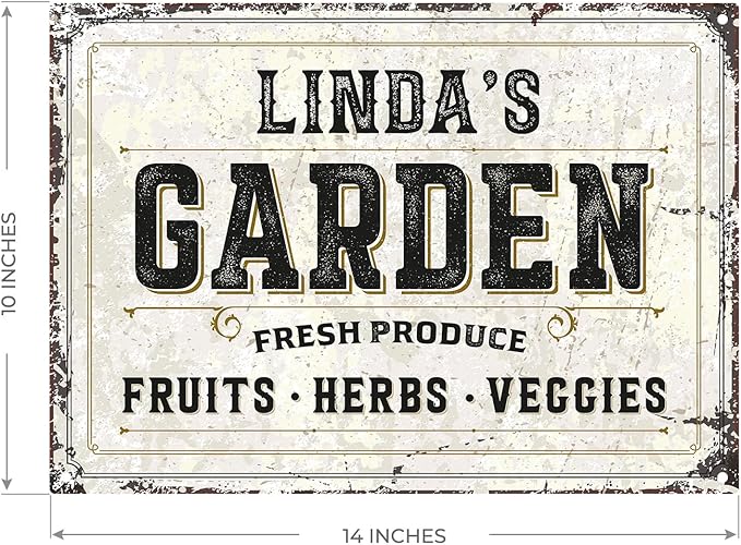 Custom Garden Fresh Produce Sign, Personalized Rustic Name for Backyard, Farm and Décor Sign, 10x14 Inches, Rust Free .040 Aluminum, Fade Resistant, Made in USA by Sigo Signs
