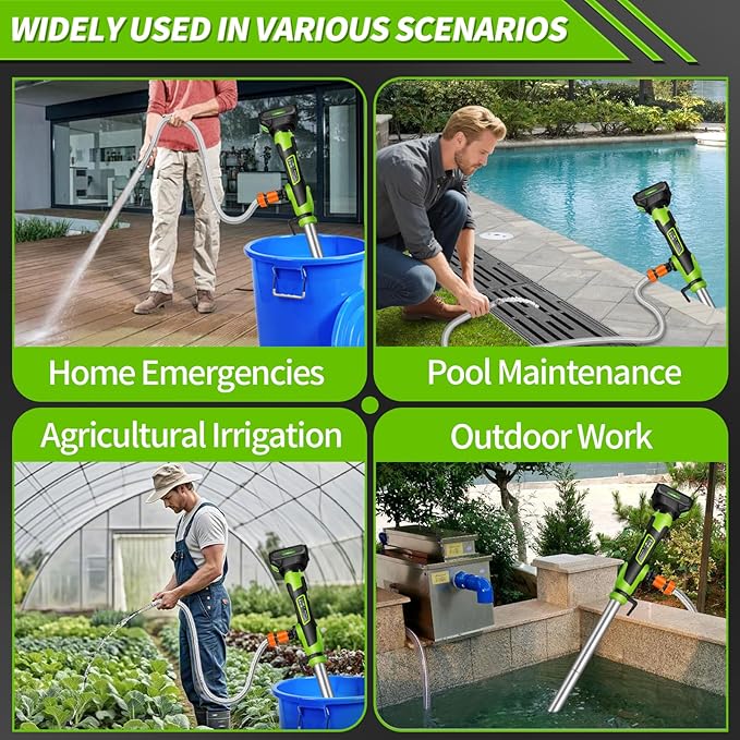 Cordless Stick Water Transfer Pump, Stick Transfer Pump 4.0Ah 21V Battery Powered Portable Water Pump, 720GPH, 33FT Head, Stick Pump Utility with 3/4" Outlet, for Pool/Garden/Rain Barrels