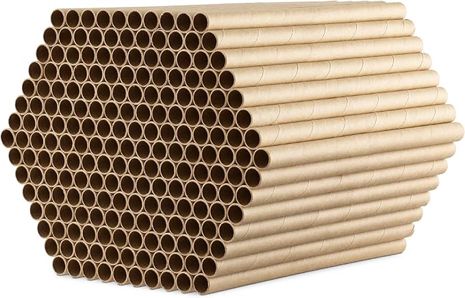 Navaris Cardboard Bee Nesting Tubes (Pack of 200) - 6" Long x 5/16" Diameter Tube for Mason Solitary Bees - for Filling Insect Hotels and Bug Houses