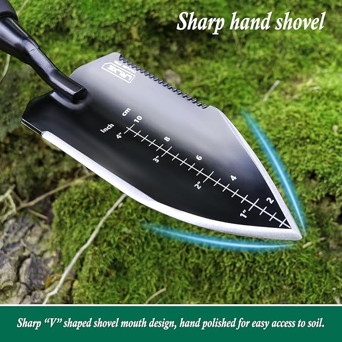 Heavy Duty Gardening Trowel,Stainless Steel Hand Shovel with Rubber Handle,Garden Tool for Digging,Weeding,Planting Bulbs,and Transplanting