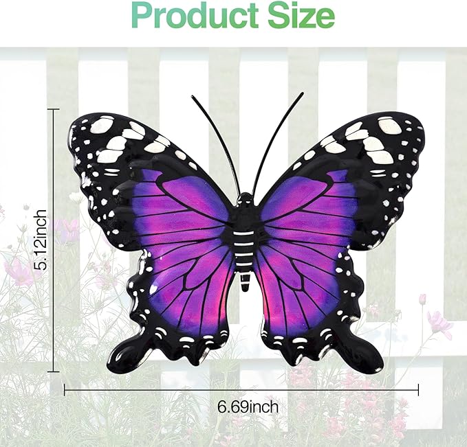 Metal Butterfly Wall Decor-4 Pack Butterfly Hanging Wall Decor Outdoor Fence Wall Art Decor for Indoor or Outdoor, Yard Patio Fence Garden Decorations
