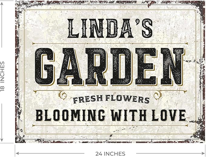 Custom Garden Sign, Personalized Rustic Name for Backyard Décor Sign, 18x24 Inches, Rust Free .063 Aluminum, Fade Resistant, Made in USA by Sigo Signs