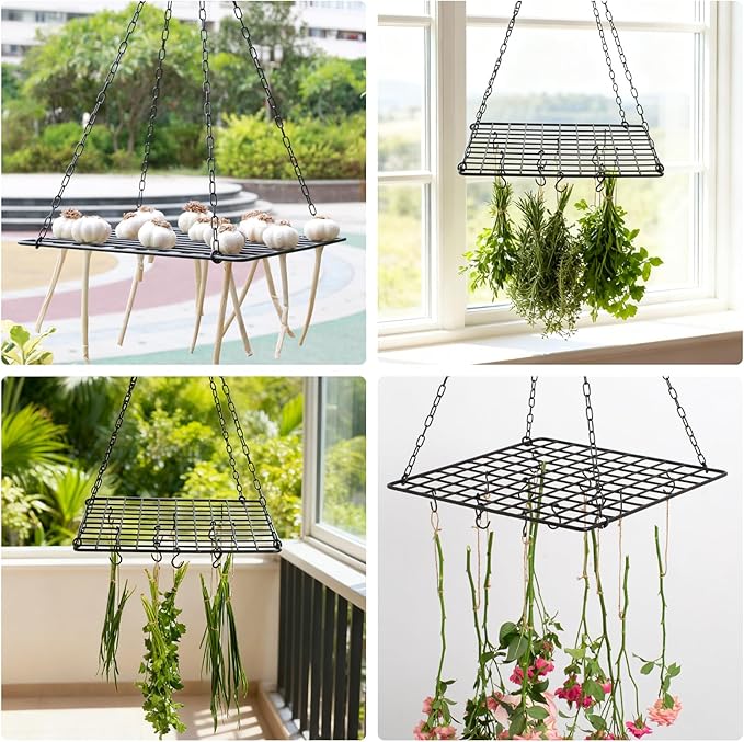 Herb Drying Rack - Hanging Mesh Dryer for Garlic, Onion, Herbs, and Plants - Space-Saving Design (14.5x28 inches) - Perfect for Kitchen and Garden Use - Easy to Clean and Store