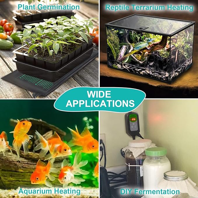 Bestio10"x 20.75" Seedling Heat Mat and Digital Thermostat Combo Set,MET & UL Certified Plant Heat Mat Heat mat for Plants for Germination,Suitable for Indoor Gardening,Greenhouse, Plants Germination