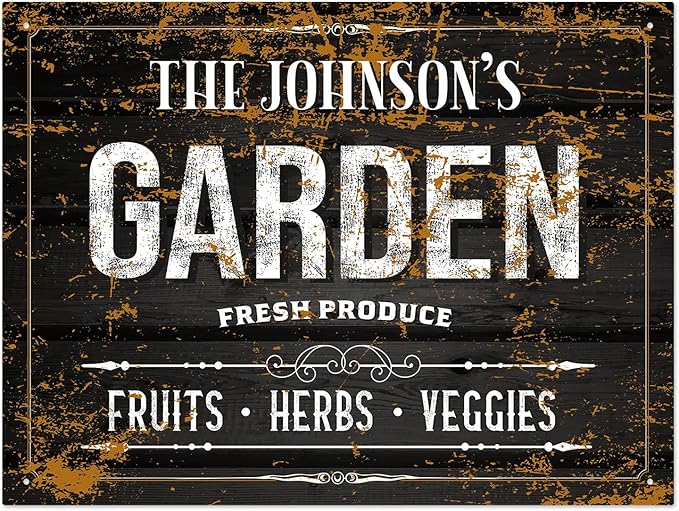 Custom Garden Sign, Personalized Text/Name for Farm and Backyard Décor Sign, 18x24 Inches, Rust Free .063 Aluminum, Fade Resistant, Made in USA by Sigo Signs